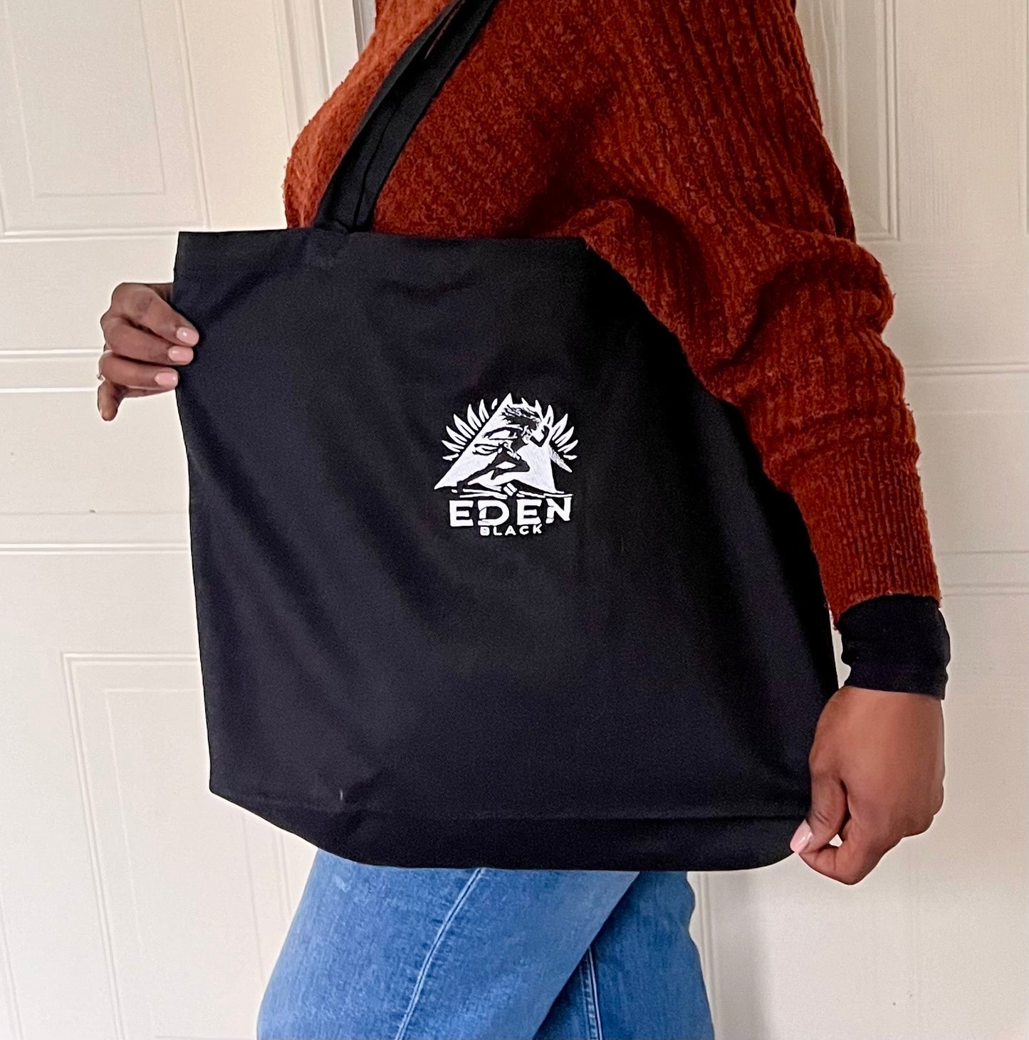 Eden Black large organic tote bag