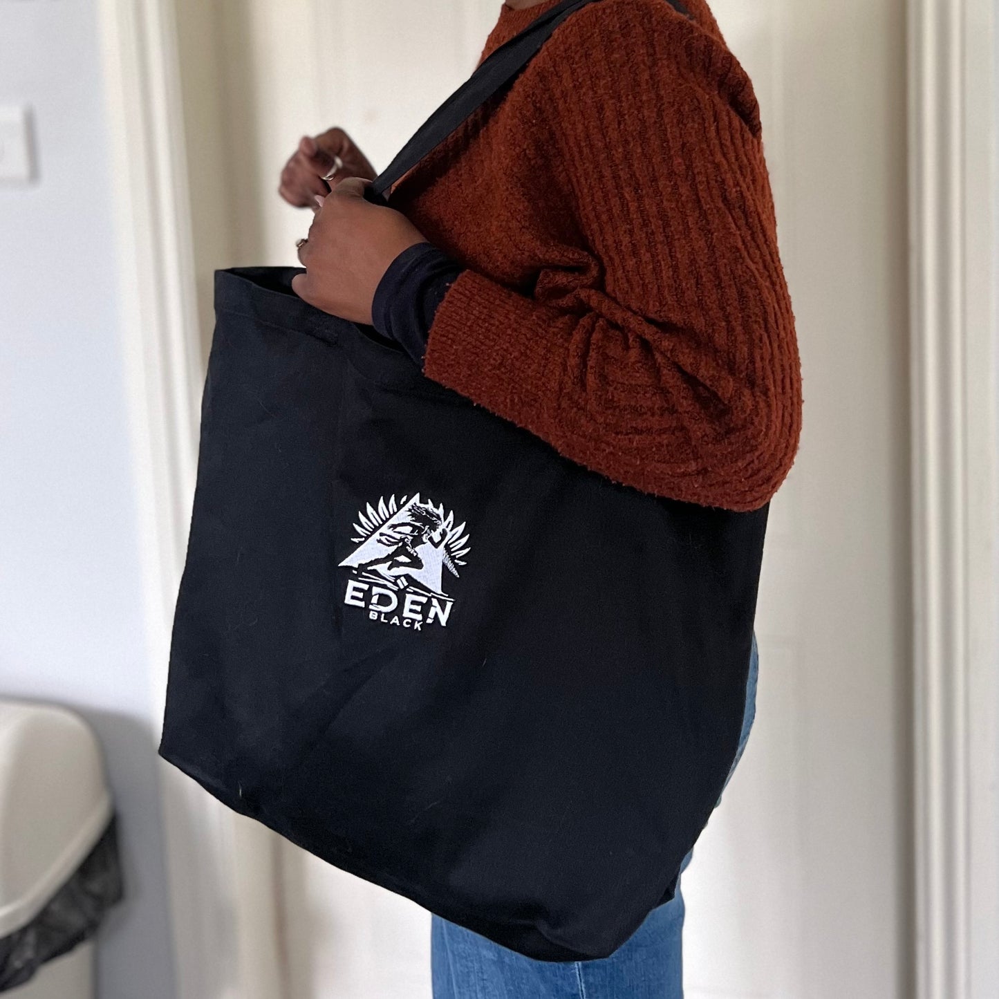 Eden Black large organic tote bag