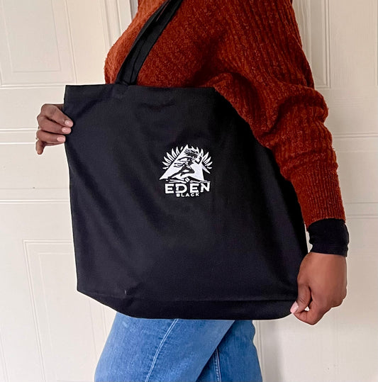 Eden Black large organic tote bag